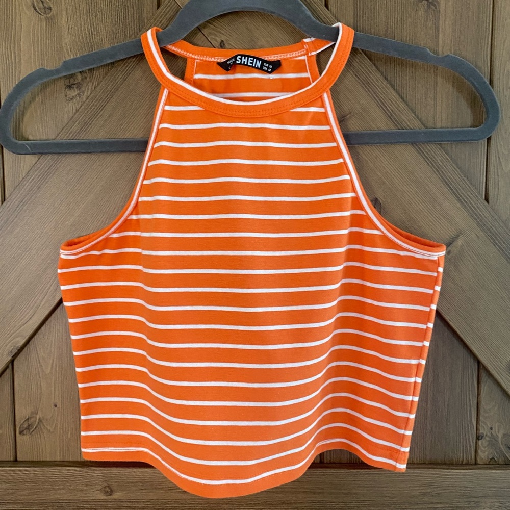 EUC striped cropped tank